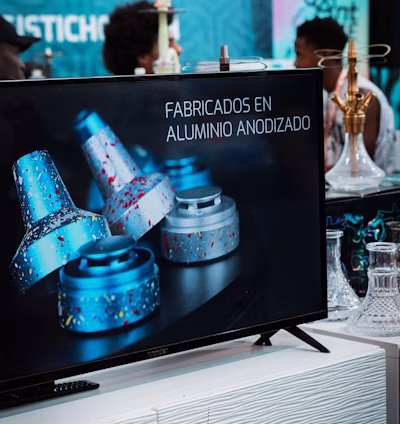 a television screen with a picture of a pair of diamond rings on it